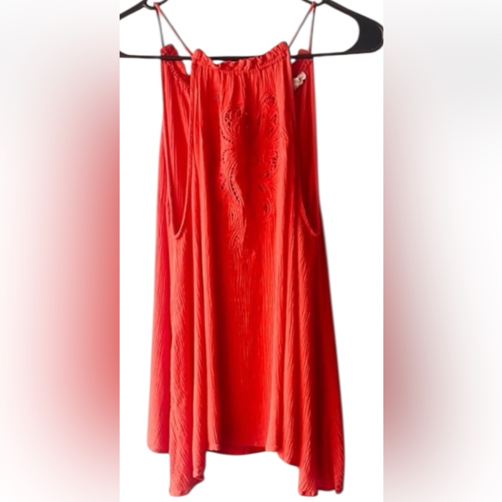 Nu Label Asymmetrical Orange Sleeveless Camisole Blouse